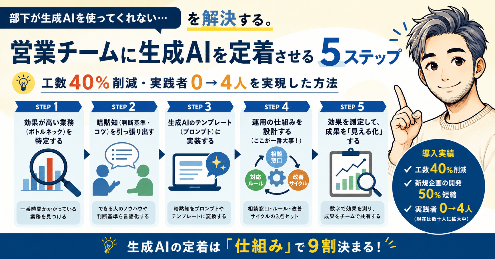 営業チームに生成AIを定着させる5ステップ